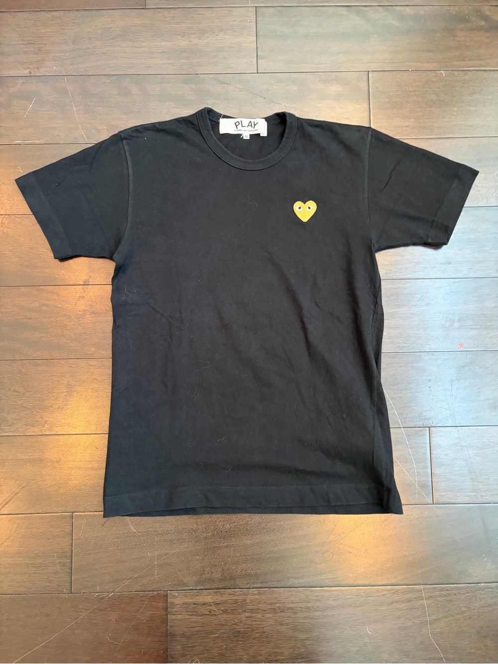 Comme des Garçons PLAY Black T-Shirt with Yellow Heart Logo
